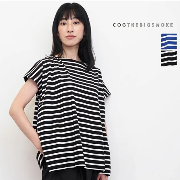 Cogthebigsmoke Dris Stripe Pullover Top Black White M - Picture 2 of 12